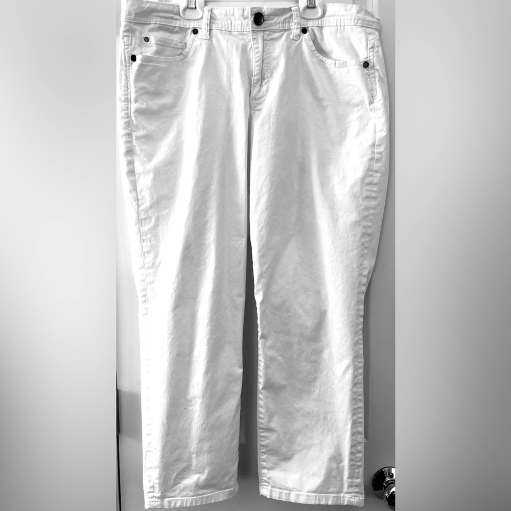 Calvin Klein Jeans Crop Capri skinny lightweight white 14 pockets casual cotton - Picture 3 of 5